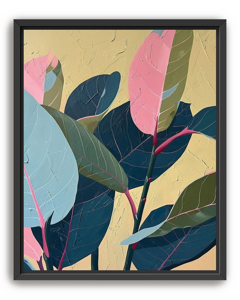 Leaves on cracked plaster