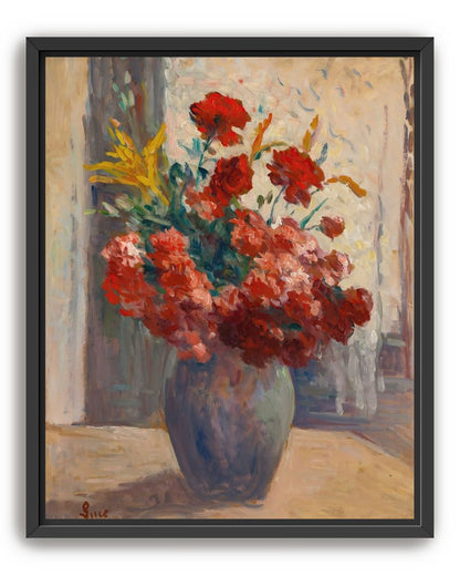 Flowers within a tall vase