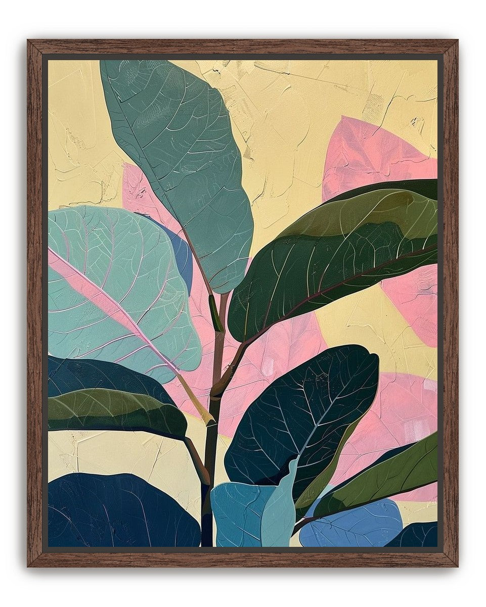 Leaves leaning into pink light