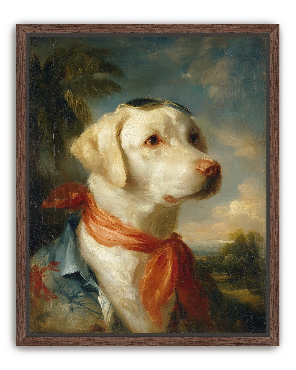 White dog in red scarf