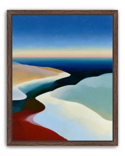 Blue sky over white dunes