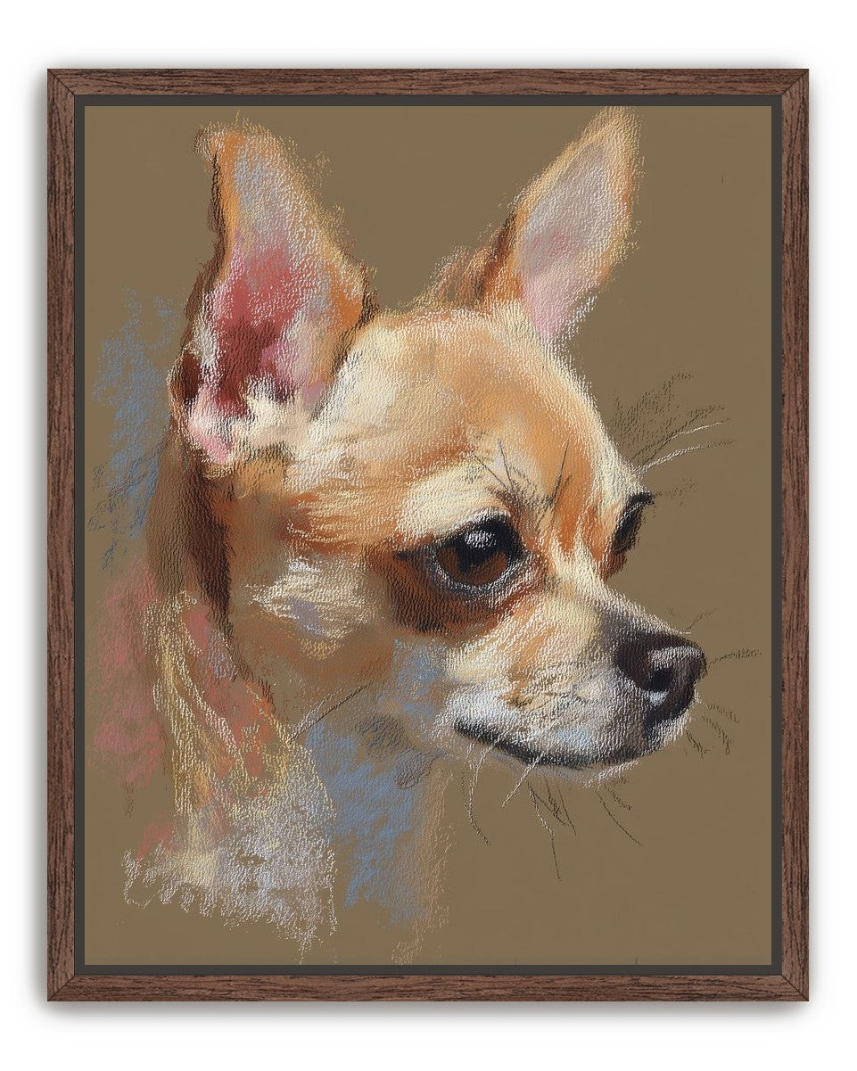 Pastel dog in profile