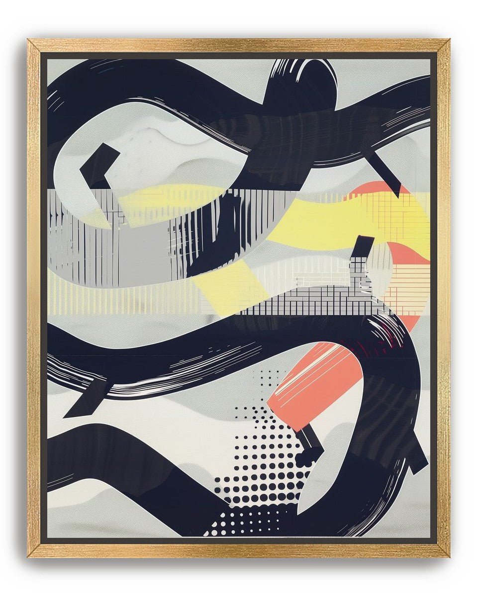 Black loops over yellow blocks