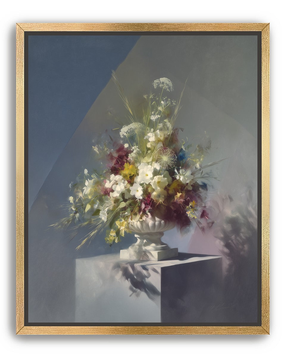 White urn within angled light
