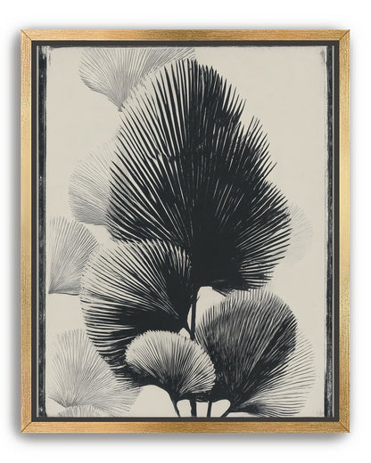 Fan fronds in ink shadow