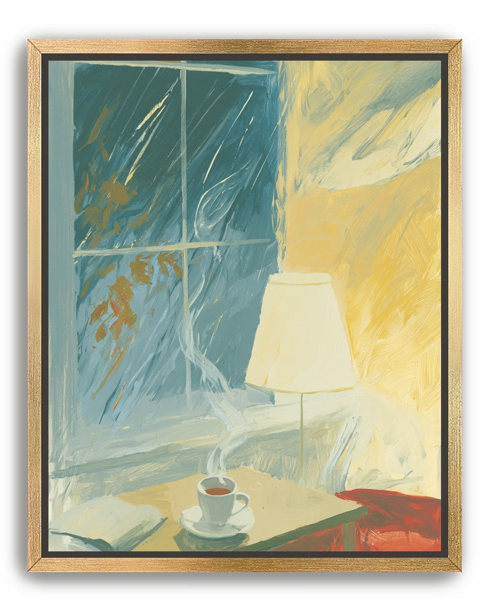 Steam against the rainy window
