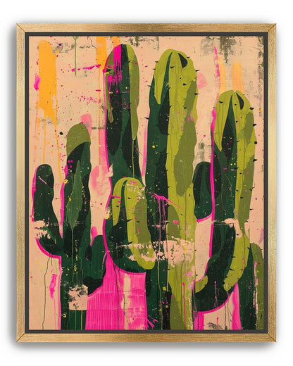 Cacti within pink drips