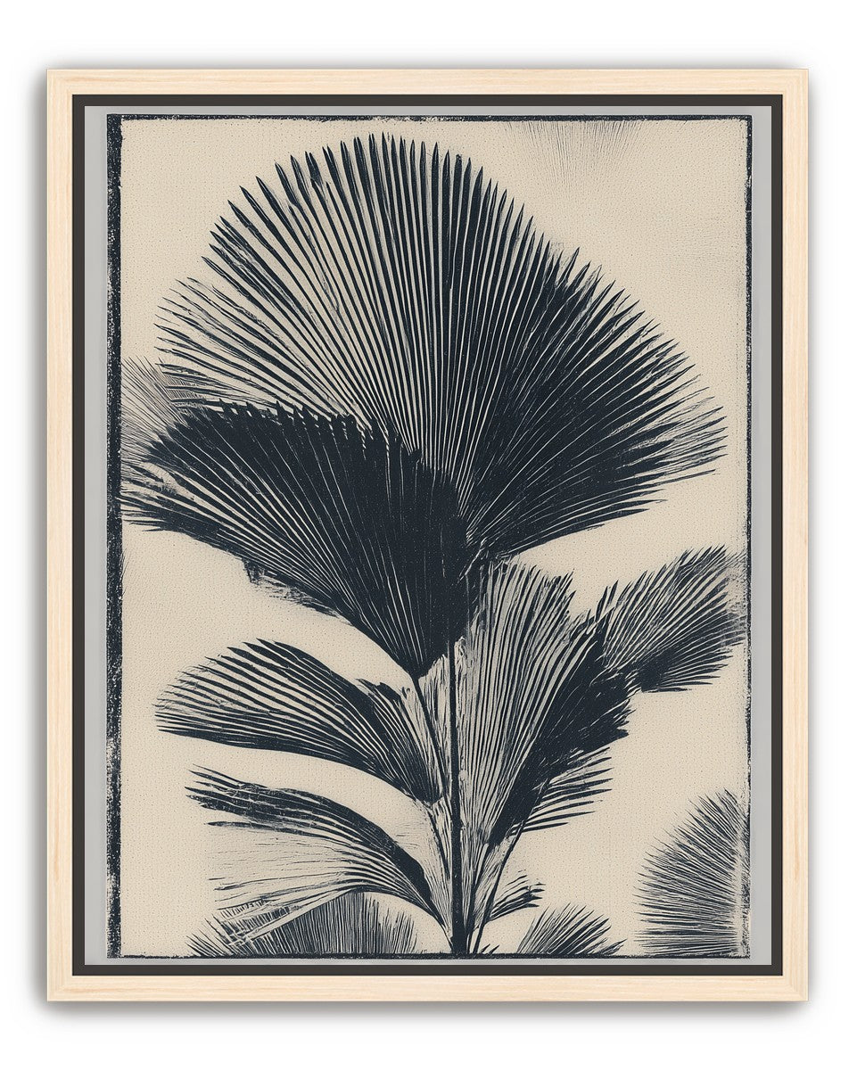 Palm fronds in black ink