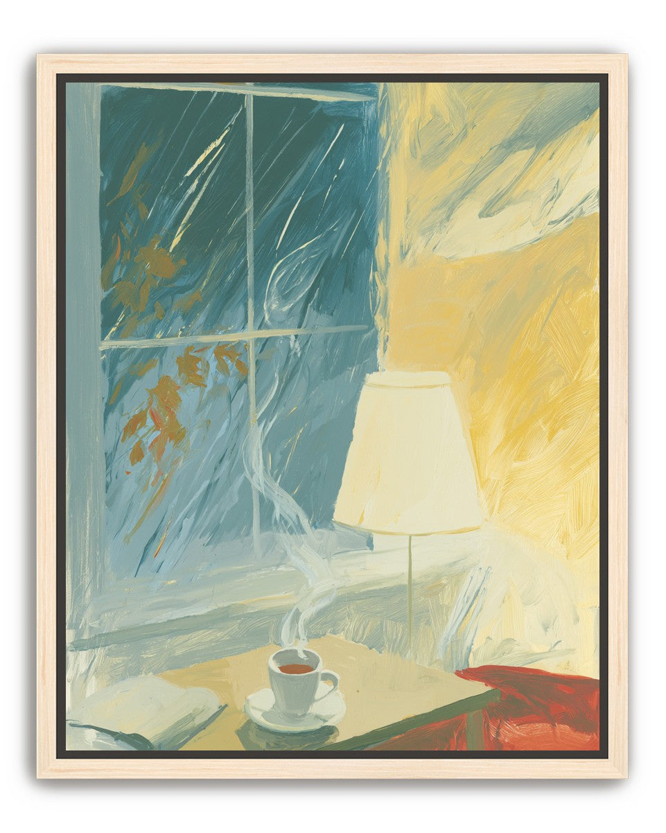 Steam against the rainy window