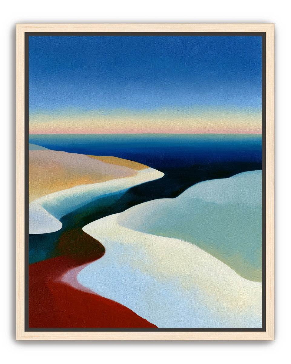 Blue sky over white dunes