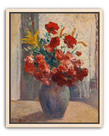 Flowers within a tall vase