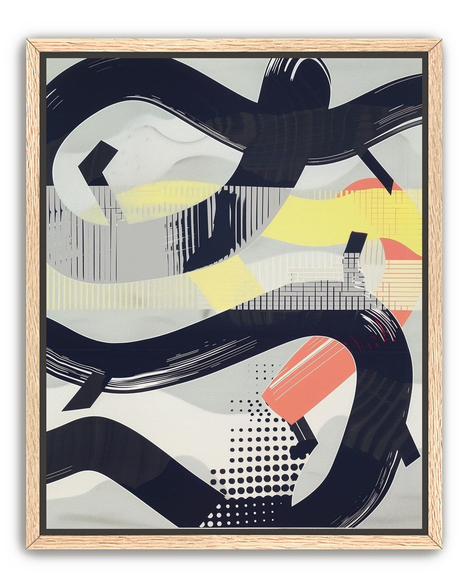 Black loops over yellow blocks