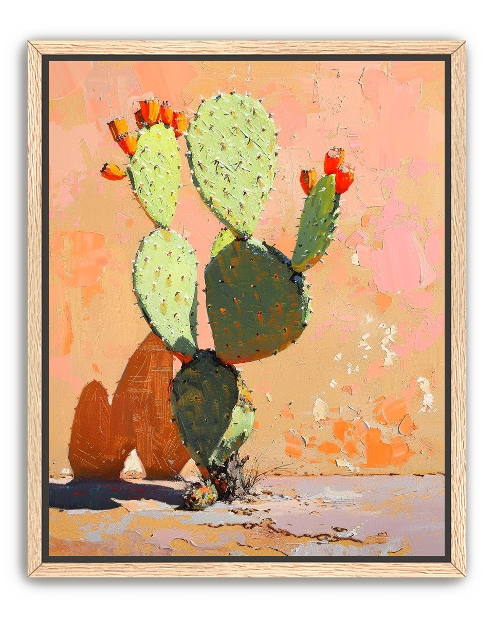 Prickly pear in sunlit plaster