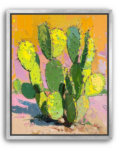 Thick paint on cactus pads