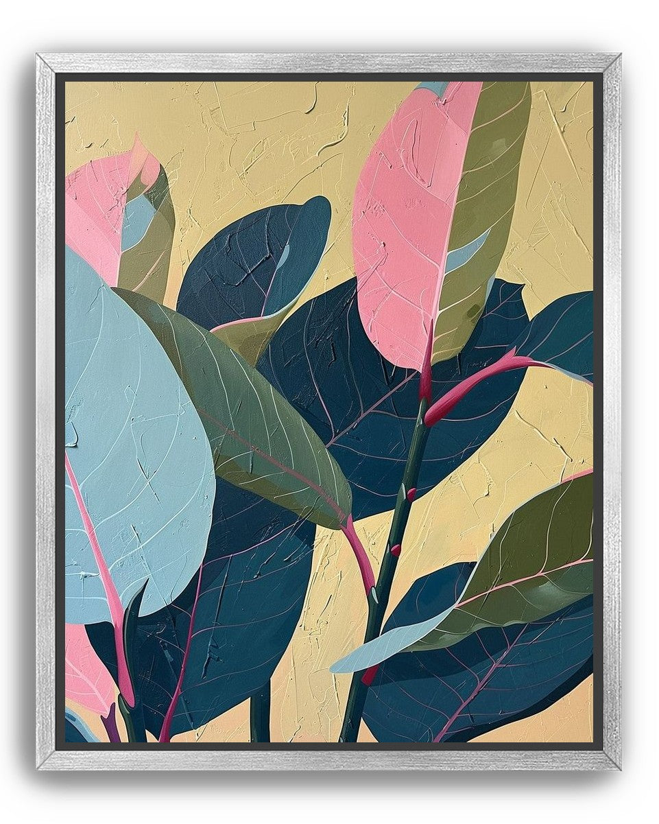 Leaves on cracked plaster