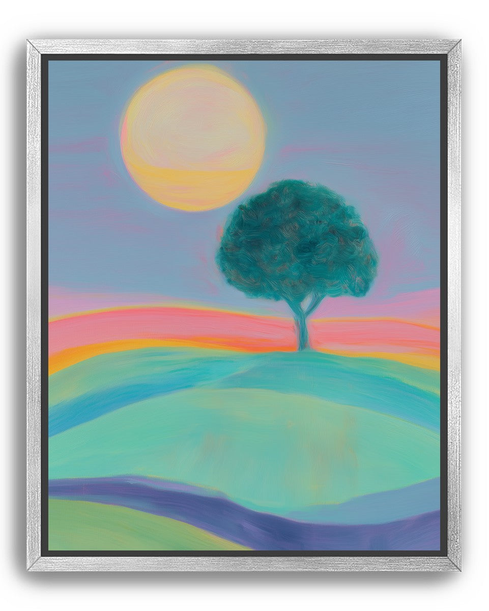 The sun behind the tree