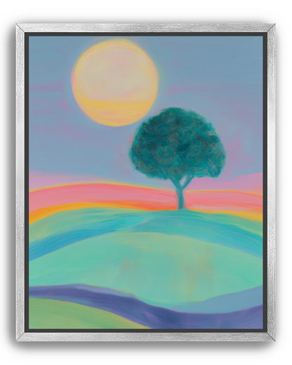 The sun behind the tree