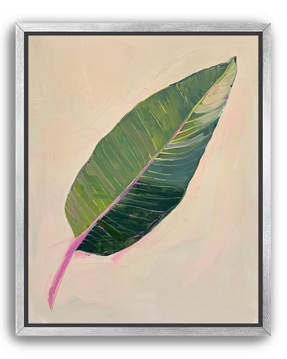 Green leaf with pink spine