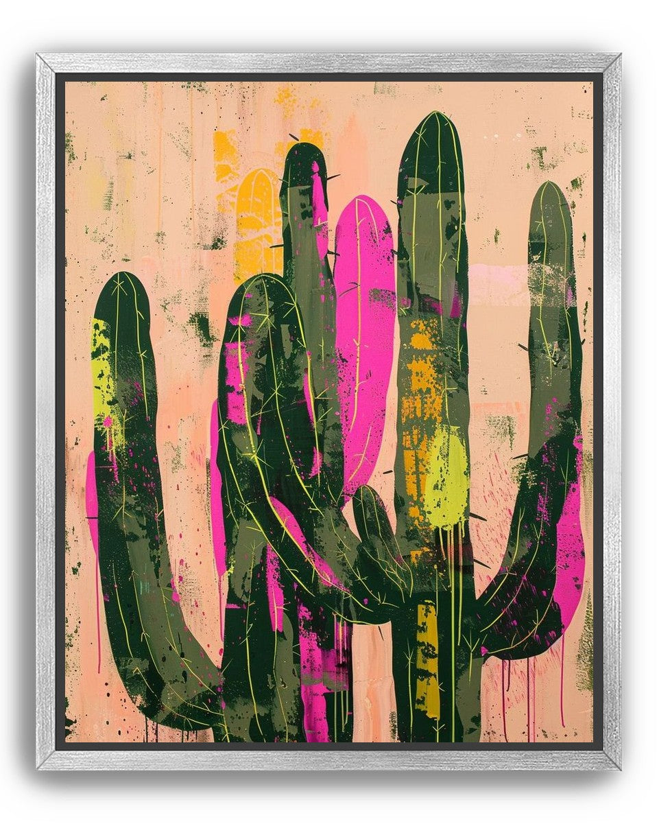 Neon pink on cactus green