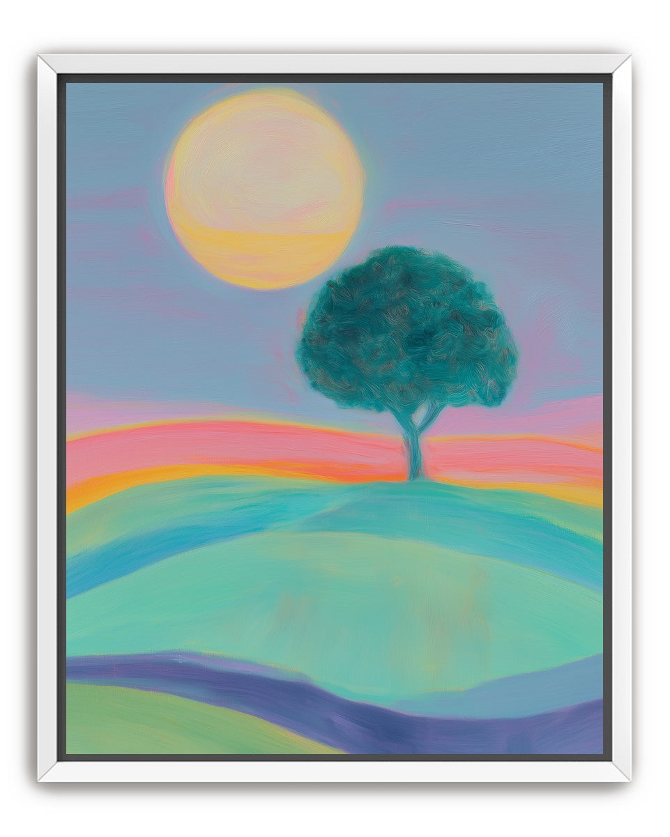 The sun behind the tree