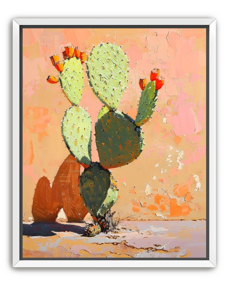Prickly pear in sunlit plaster