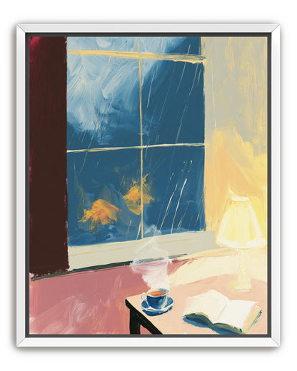 Lamplight on the rainy window