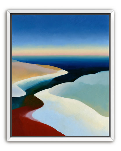 Blue sky over white dunes