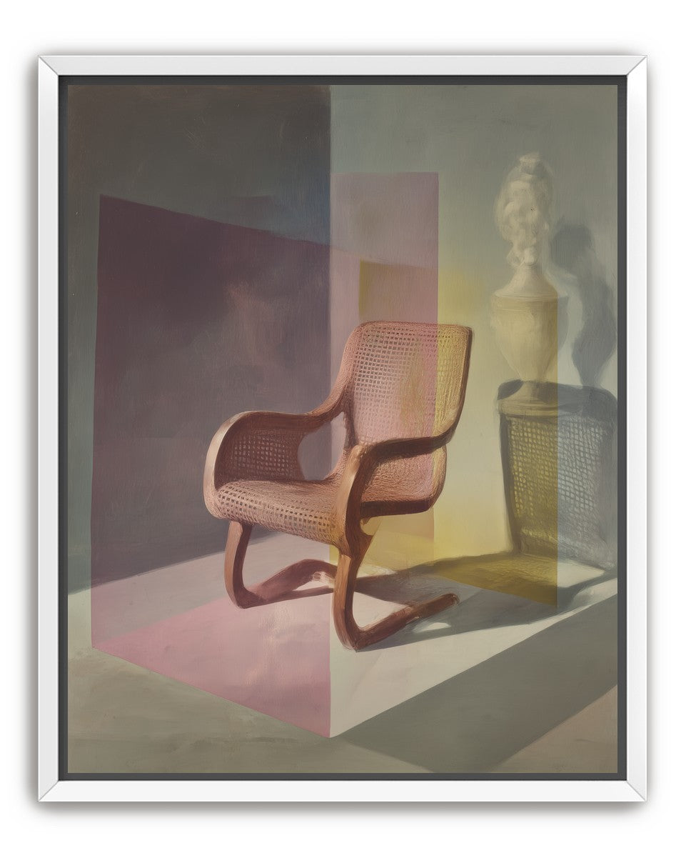 Cane chair within color panes