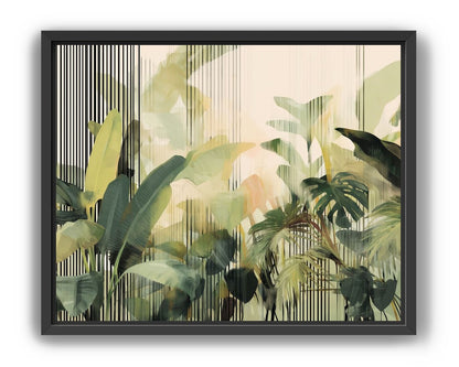 Green leaves in striped light