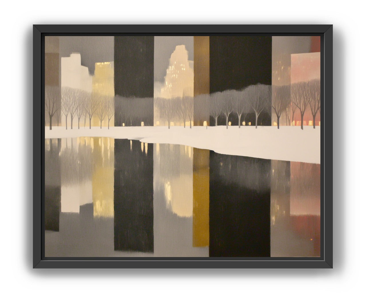 City lights in winter water