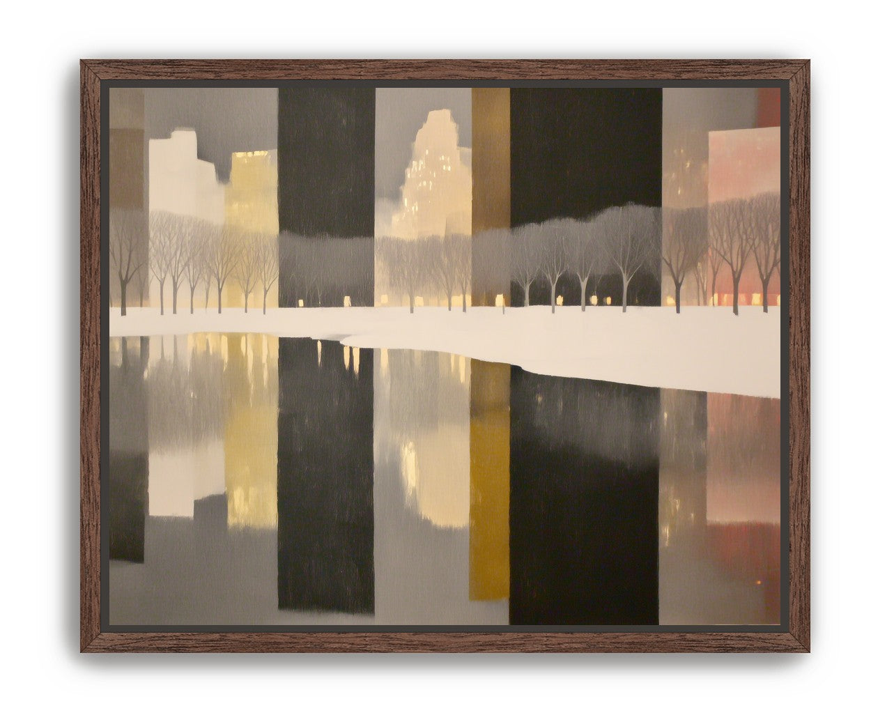City lights in winter water