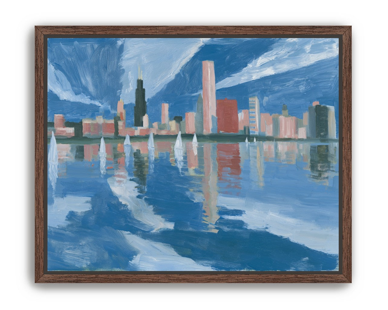 Sailboats before the mirrored skyline