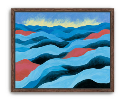 Blue hills under pale sky