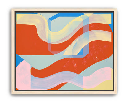 Translucent bands over red blocks