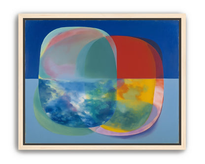Translucent overlaps on blue field