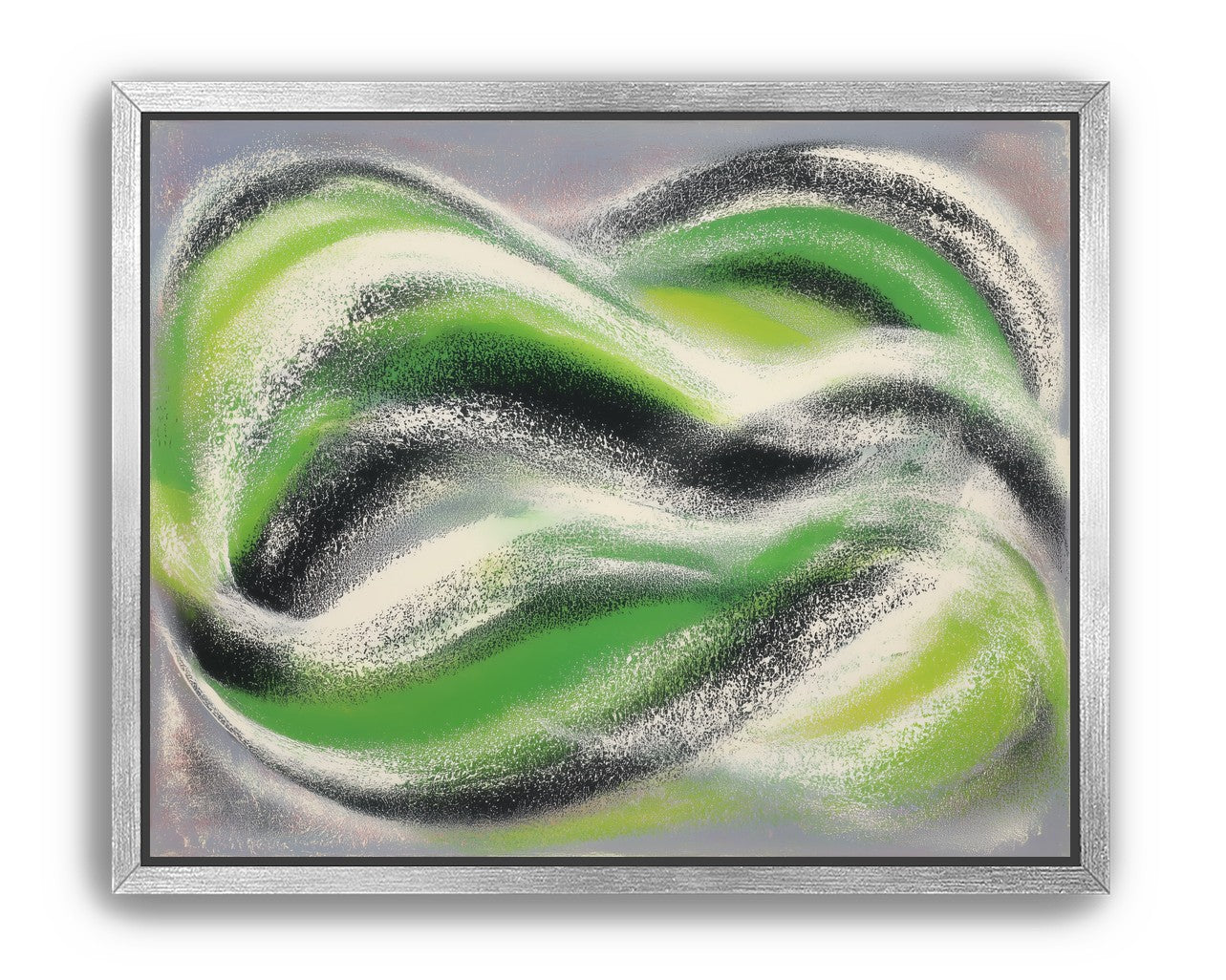 Green bands under white spray