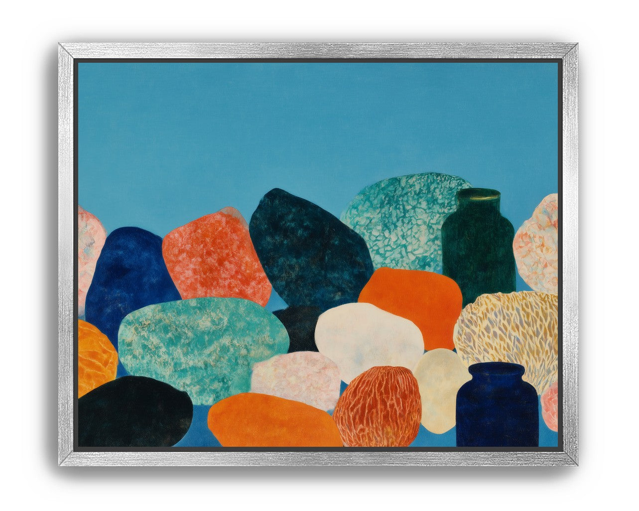 Stones beneath a blue field