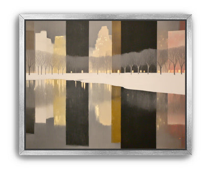 City lights in winter water