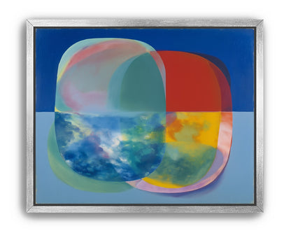 Translucent overlaps on blue field