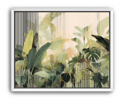 Green leaves in striped light