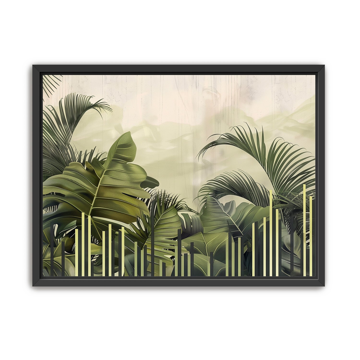 Pale sky over green fronds