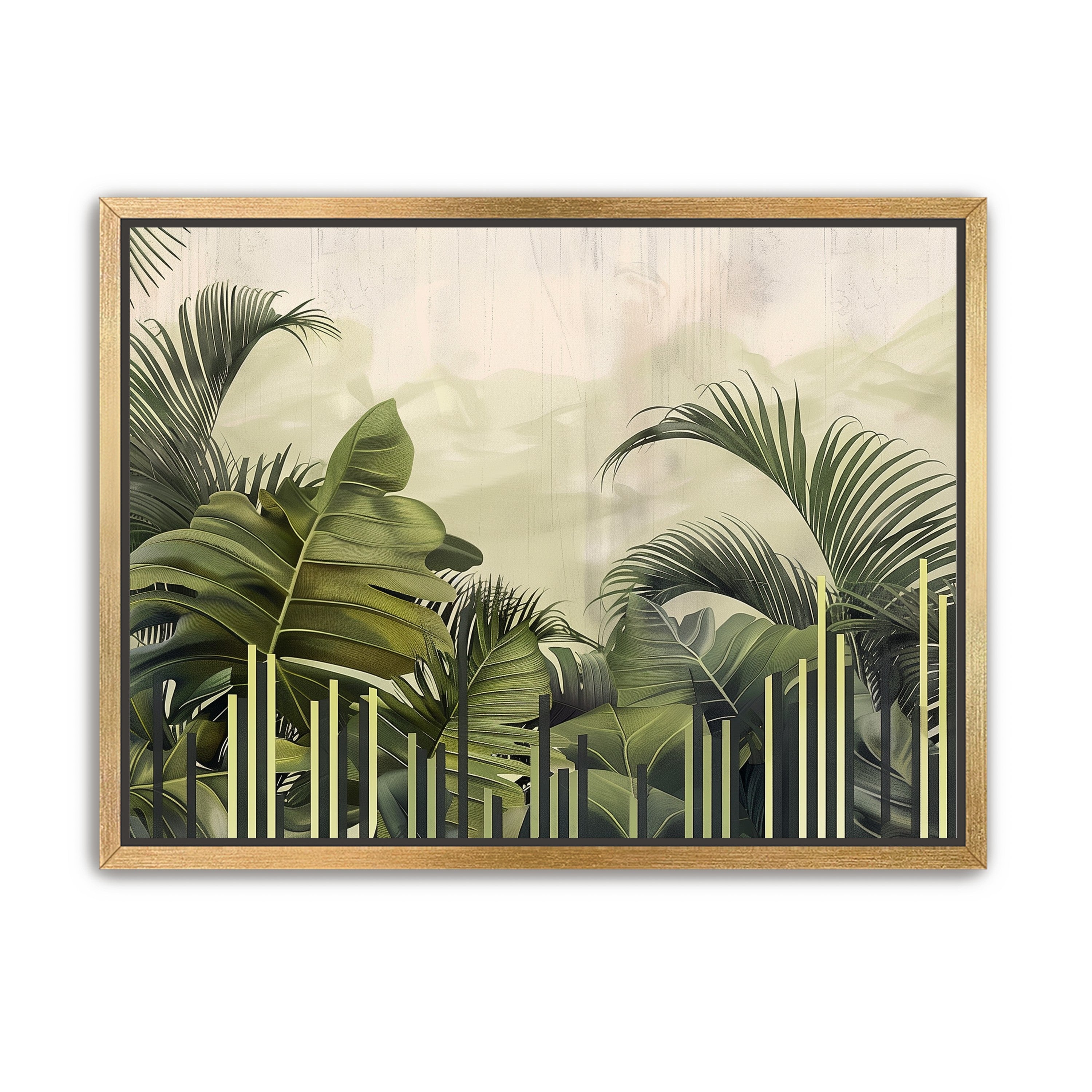 Pale sky over green fronds