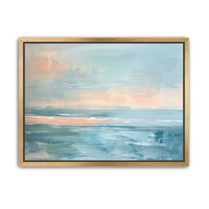 Peach light on blue sea