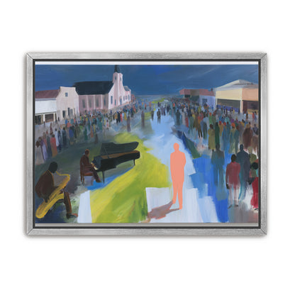 Crowd around the musicians
