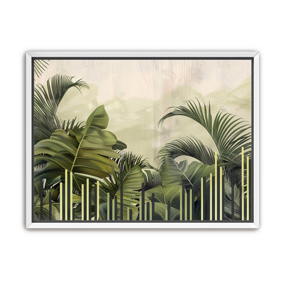 Pale sky over green fronds