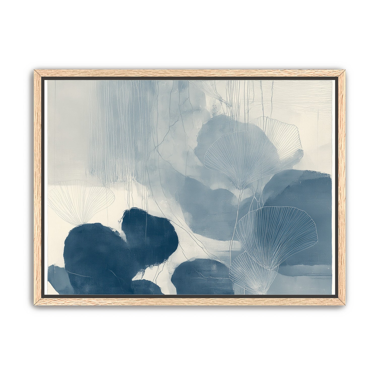 Fan leaves in blue wash