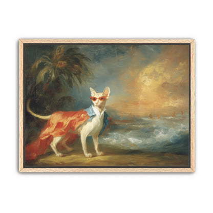 Sunglasses cat at the shore