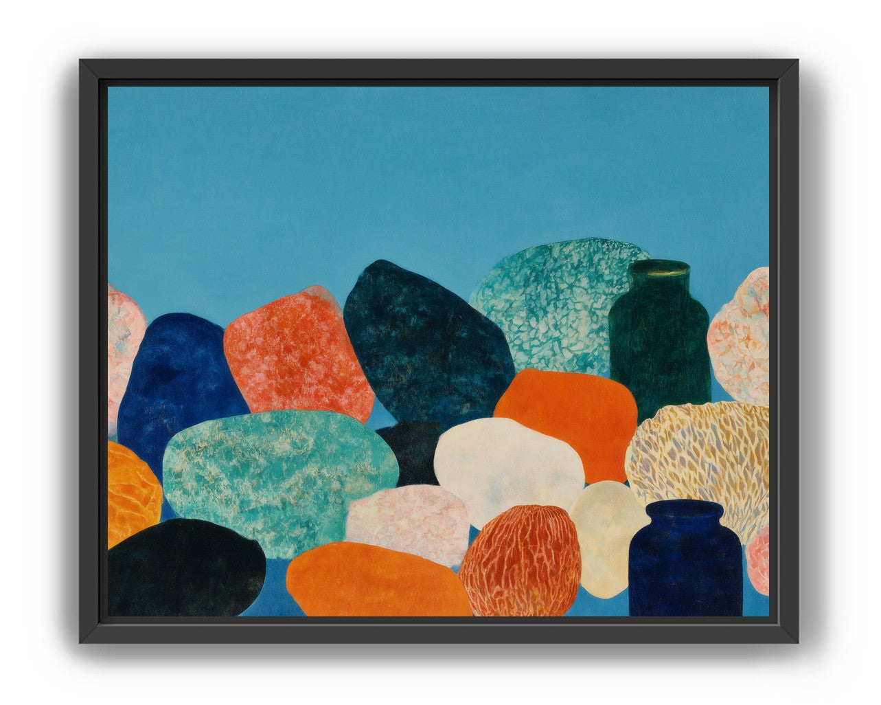 Stones beneath a blue field