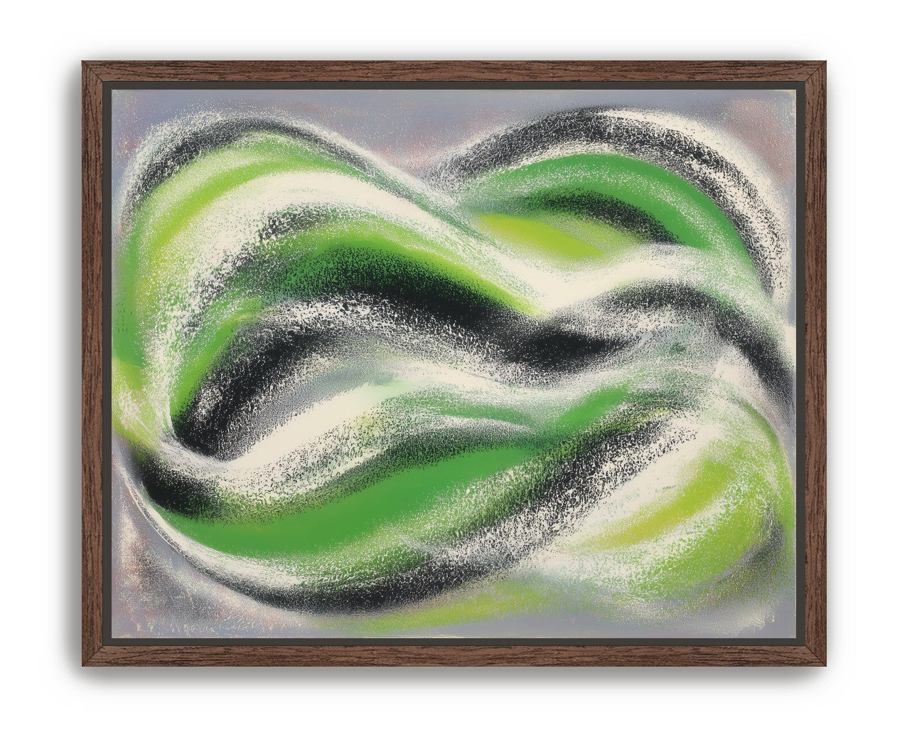 Green bands under white spray