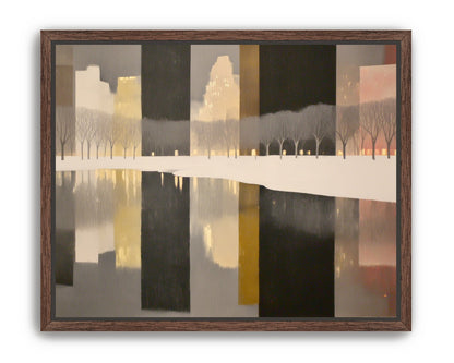 City lights in winter water